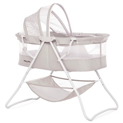 Cool Gray Aluminum Foldable Baby Bassinet with Double Canopy