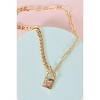Slickblue Women's Necklace, Gold Chunky Paper Clip Chain with Rhinestone Butterfly Padlock Pendant, 17.5" - 2 of 4