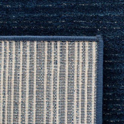 Navy Solid Synthetic 4' x 6' Hand-knotted Area Rug