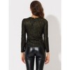 INSPIRE CHIC Women's Metallic Round Neck Long Sleeve Sparkly Disco Party Shiny Top - 4 of 4