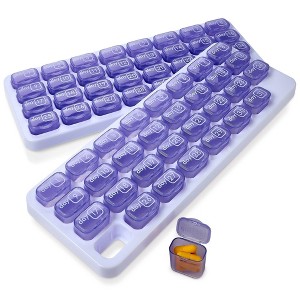 MEDca Monthly Pill Organizer – 31 Day Pill Box with Large Removable Pods, Portable Case & Holder for Daily Medication, Vitamins & Travel, Purple - 1 of 4
