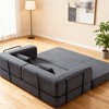 3-Seater Small Streak Corduroy Convertible Sleeper Sofa Bed with Cylindrical Pillow, Folding Mattress Couch with Fixed-Shape Frame and Non-Slip Pad - 4 of 4