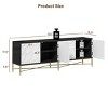 70" Modern Black & White TV Stand with 4 Geometric Press Pattern Doors,Large Storage Cabinet for 80" TV,Living Room-Baofuwish - 4 of 4