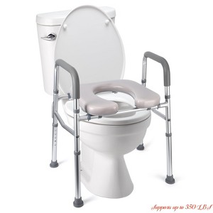 Raised Toilet Seat w/Handles for Seniors and Disabled, Adjustable Height Frame Toilet Seat Riser, Portable Toilet Chair Supports Up to 350lbs - 1 of 4
