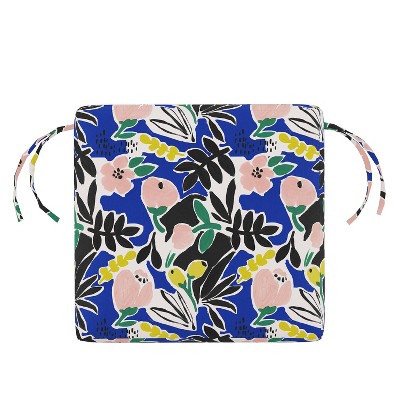 18" x 18" Outdoor Seat Cushion Parker Floral Cobalt - Skyline Furniture