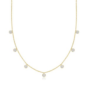 Ross-Simons 0.30 ct. t.w. Diamond Circle Station Necklace in 18kt Gold Over Sterling Size 16 - 1 of 3