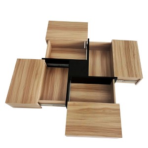 NicBex 31.5 Inch High Gloss Square Coffee Table with 4 Hidden Storage Compartments and Extendable Sliding Tabletop - 1 of 4