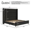 Bed Frame with 61.4" Headboard,Velvet Tufted and Handmade Pleat Deep Button - 2 of 4