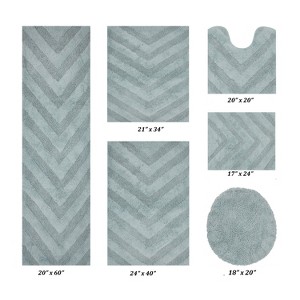 Hugo 6-Piece Bath Rug Set 100% Premium Cotton Tufted Chevron Pattern Bathmats for Bathroom, Super Soft Absorbent Machine Washable - 1 of 4