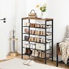 MaseiKar Industrial Shoe Rack, 6-Tier Shoe Shelf, Storage Organizer Unit with 5 Mesh Shelves, Wood Look Accent Furniture for Entryway, Living Room - 3 of 4