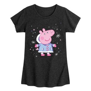 Girls' - Peppa Pig - Winter Snowfall Fitted Short Sleeve Graphic T-Shirt - 1 of 4