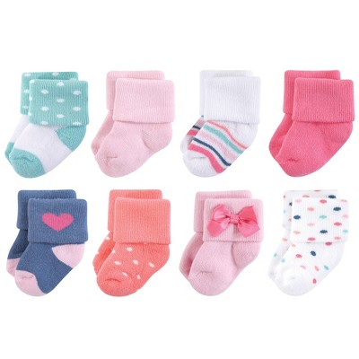 Just Born 6-Pack Baby Girls Dusty Pink Socks - 6-12mo