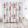 Winter Shower Curtain Set Xmas Tree Theme Bathroom Decor 4Pcs Waterproof Shower Curtain with Rugs Toilet Lid Cover - 2 of 4