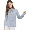 Allegra K Women's Work Office Long Sleeve Button Decor Elegant Bow Tie Neck Blouse - 3 of 4
