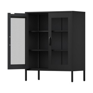 Rbied Metal File Cabinet Display Cabinet Storage Cabinet with Adjustable Shelves and Mesh Doors - 1 of 4