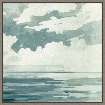 16" x 16" Textured Seascape I by Emma Caroline Framed Wall Canvas Blue - Amanti Art