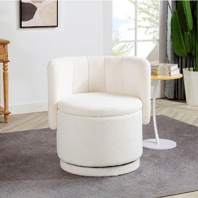 CAVINAS 360-Degree Swivel Accent Chair with Hidden Storage, Modern Upholstered Lounge Chair for Living Room, Bedroom, Home Office
