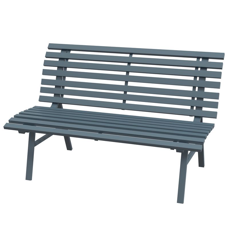 Outsunny 48.5" Garden Bench, Outdoor Patio Bench, Aluminum Lightweight Park Bench with Slatted Seat for Lawn, Park, Deck, 4 of 7