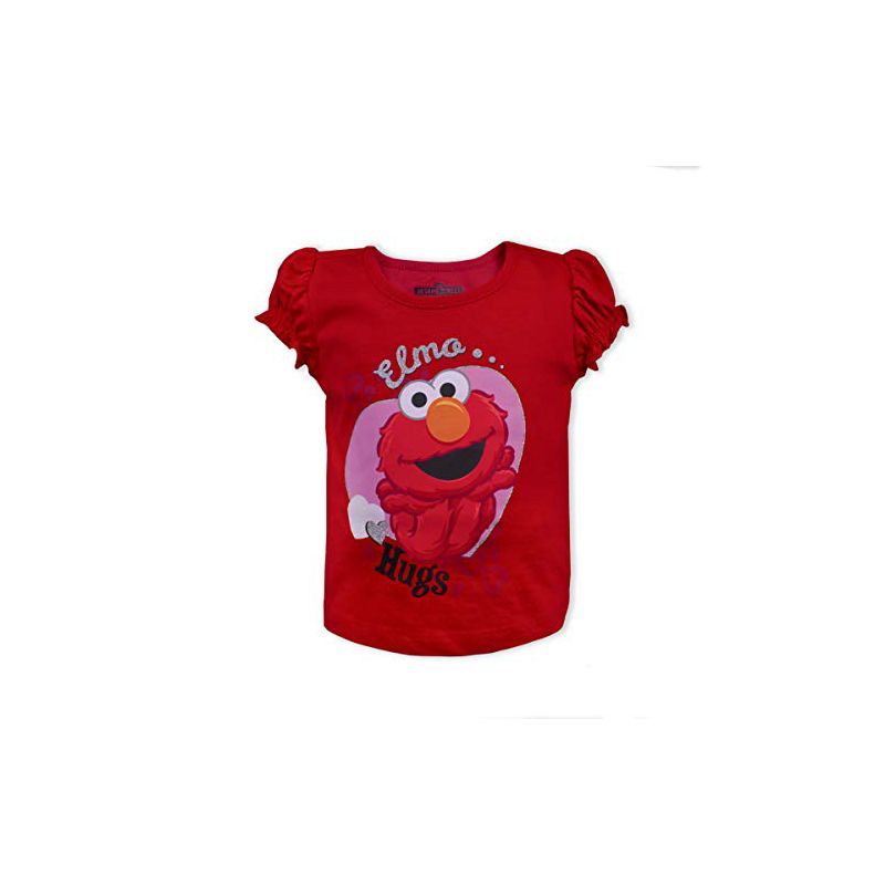 Sesame Street Girl's Elmo Hugs Puff Sleeve Graphic Tee for infant, 1 of 2