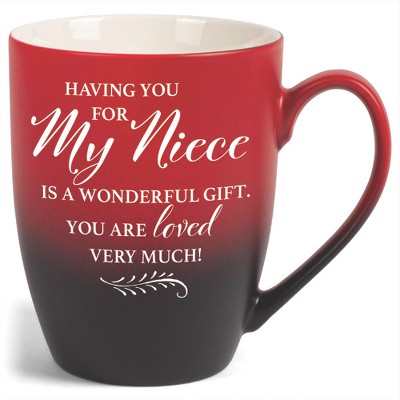 Elanze Designs My Niece You Are Loved Two Toned Ombre Matte Red and Black 12 ounce Ceramic Stoneware Coffee Cup Mug