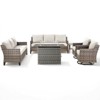 Buenhomino 6 Pieces Wicker Outdoor Patio Furniture Set Conversation Sofa Couch with a Fire Pit Table, Swivel Chairs and Cushions - 2 of 4