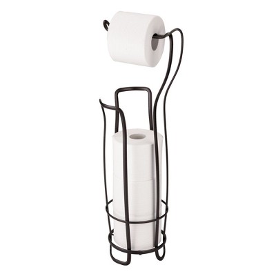iDESIGN Axis Metal Freestanding Toilet Paper Tissue Holder Bronze: Elegant Storage Solution for Bathrooms