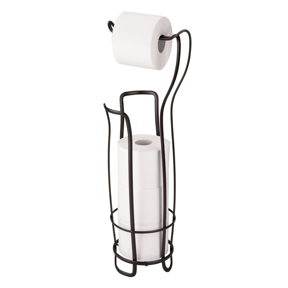 iDESIGN Axis Metal Freestanding Toilet Paper Tissue Holder Bronze: Elegant Storage Solution for Bathrooms