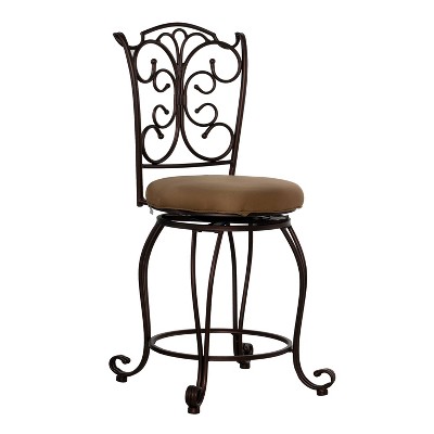 24" Genna Back Bar Counter Height Barstool Brown - Linon