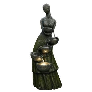 Northlight 39" Lighted Modern Faceless Woman Tiered Outdoor Garden Water Fountain