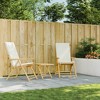 vidaXL 3 Piece Folding Bistro set with Cream White Cushions Bamboo - 3 of 4
