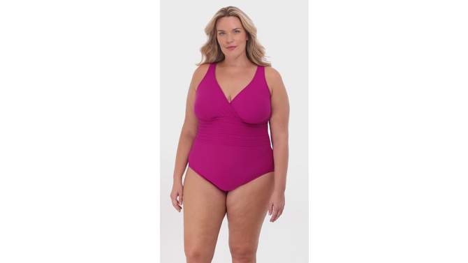 Women's UPF 50 Waist Detail Over the Shoulder One Piece Swimsuit - Aqua Green®, 2 of 14, play video