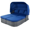Patio Daybed Sunbed Set with Retractable Canopy & Wicker Conversation Furniture for Outdoor Lounging - 2 of 4