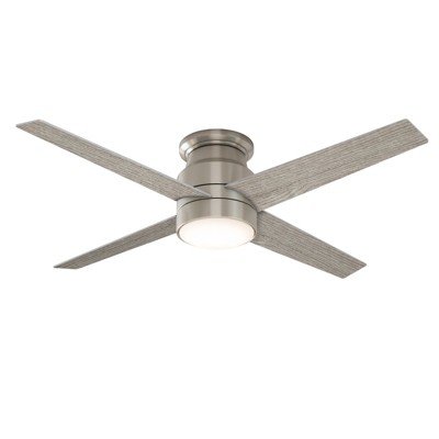 Warmiplanet 52" Flush Mount Ceiling Fans with Lights and Remote Control,DC Motor, Brushed Nickel, 4-Blades