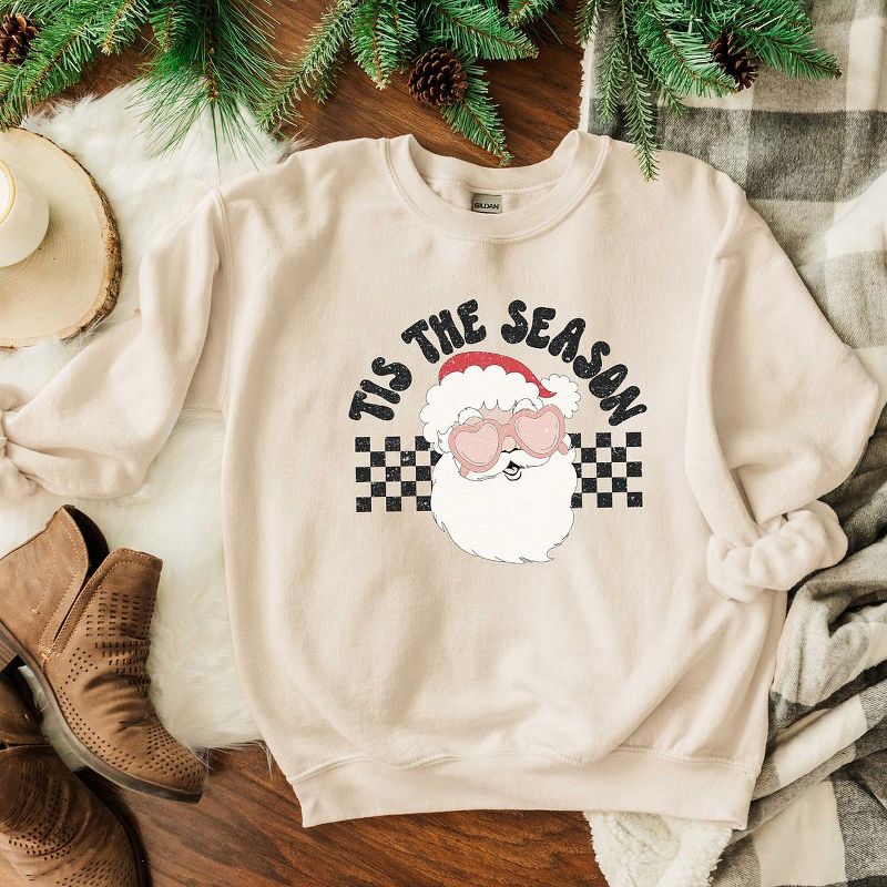 Simply Sage Market Women's Graphic Sweatshirt Tis The Season Santa - M - Dust, 3 of 4