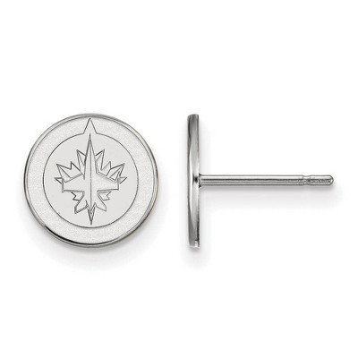 Black Bow Jewelry 14k White Gold Winnipeg Jets NHL Stud Earrings