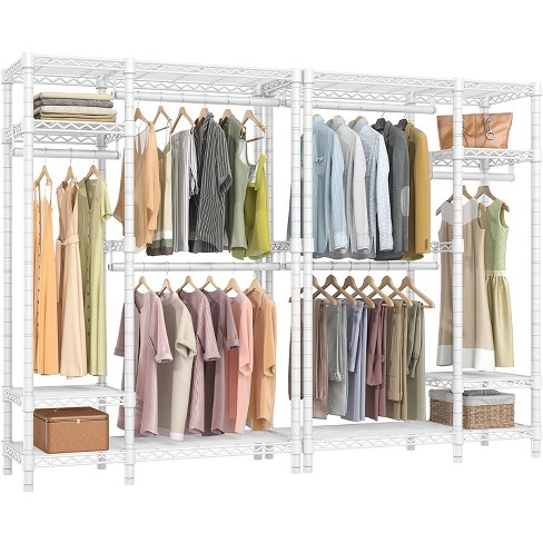 VIPEK V2E Wire Garment Rack Heavy Duty Clothes Rack with 6-Shelf Hanging  Closet Organizer & 2 Drawers, Max Load 550LBS, White