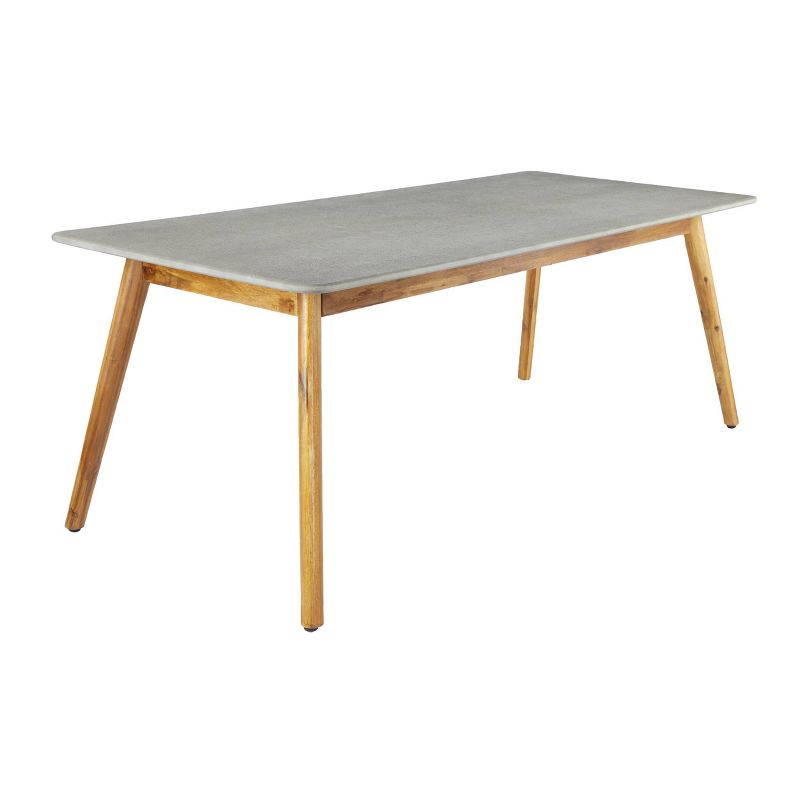 Mid-Century Rectangular Concrete Outdoor Dining Table Brown - Olivia &#38; May, 4 of 22