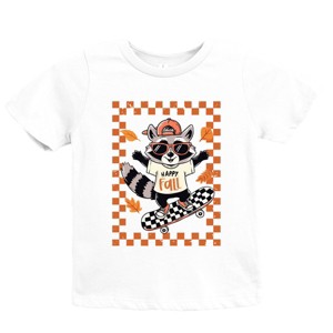Happy Fall Racoon Skater - Youth Short Sleeve Graphic T-Shirt and Toddler Short Sleeve Graphic T-Shirt - 1 of 4