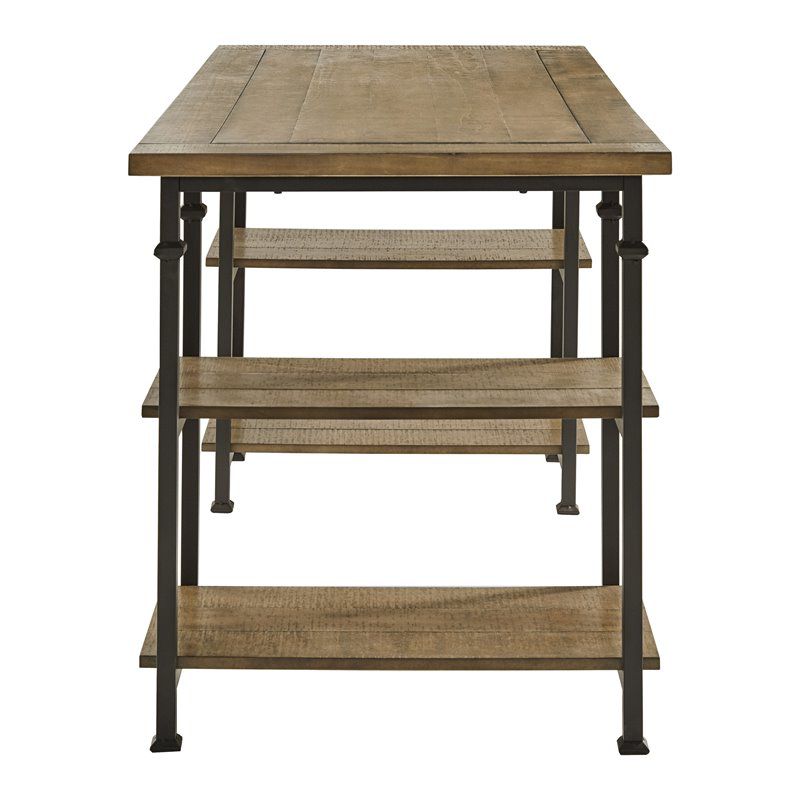 Lexicon Factory Farmhouse Wood and Metal Writing Desk in Brown/Black, 3 of 8