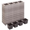 vidaXL Planter with Wheels Flower Box with Removable Inner Pots Poly Rattan - 3 of 4