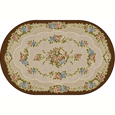2'5"x3'8" Oval Indoor and Outdoor Floral Nylon Accent Rug Brown - Brumlow Mills