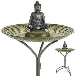 Good Directions 33" Buddha Copper Bird Bath - Green & Blue - 1 of 4