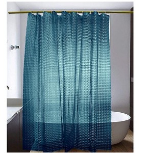 Home Mart Goods Dark Blue 3D Geometric Vinyl Shower Curtain Liner Waterproof - 1 of 4