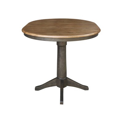 50.8" Round Extendable Wood Counter Height Table in Hickory