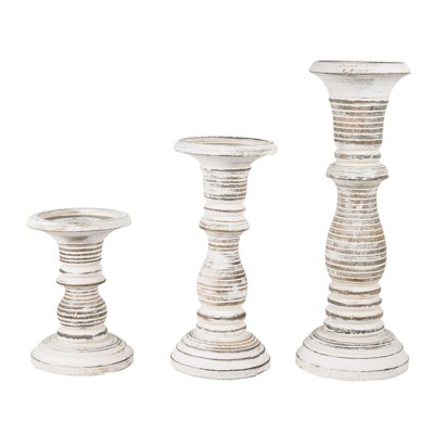Mela Artisans Jharna Candleholders in White, Set of 3