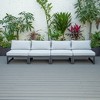 LeisureMod Chelsea 4-Piece Outdoor Patio Sectional Set – Black Powder-Coated Aluminum, Cushions, Weather-Resistant - 3 of 4