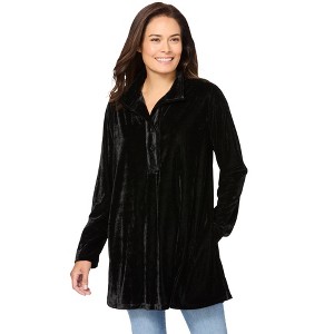 Woman Within Women's Plus Size Velour Henley Swing Tunic - 1 of 4