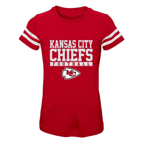 Nfl Kansas City Chiefs Girls' Short Sleeve Stripe Fashion T-shirt