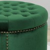 CAVINAS Velvet Ottoman Bench, Round Ottoman Foot Rest with Tufted Top, Work as End Table and Ottoman, Button‑Tufted Accent Seat for Living Room - 4 of 4