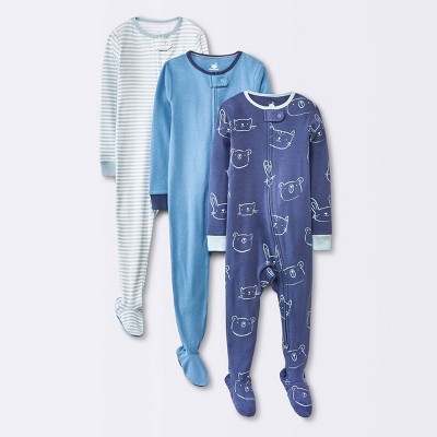 Image of Baby Boys' 3pk Animals Cotton Tight Fit Sleep N' Play - Cloud Island™ Blue 18M
